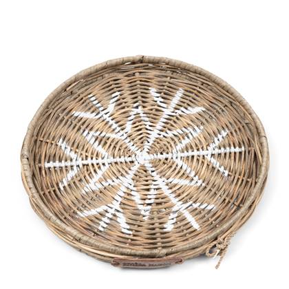Riviera Maison Dienblad Rond Naturel - Snowflake - Rattan (ØxH) 22x2.5
