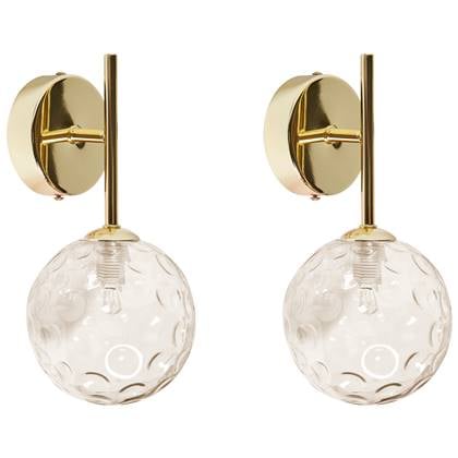 Beliani - ANADYR - Wandlamp set van 2 - Goud|Beige - Glas|Metaal afbeelding
