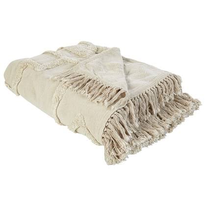 Beliani  CHACK - Deken - Beige - 200 x 220 cm - Katoen