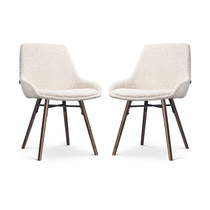 Nolon Nena-Isa Eetkamerstoelen Set van 2 - Bouclé Beige - Walnoot