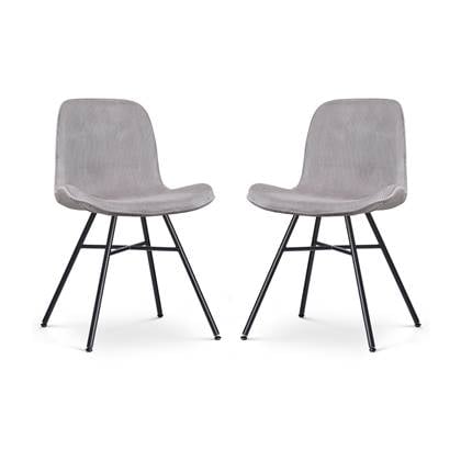 Nolon Noa-Fé Eetkamerstoelen Set van 2 Ribstof Warm Grijs - Stof - Zwart Onderstel - Modern