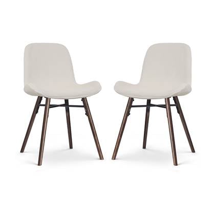 Nolon Nena-Fé Eetkamerstoelen Set van 2 Ribstof Crème - Stof - Houten Poten - Walnoot Kleur