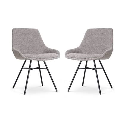 Nolon Noa-Isa Eetkamerstoelen Set van 2 Bouclé Taupe - Stof - Zwart Onderstel - Design - Scandinavisch - Comfortabel