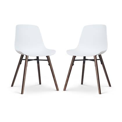 Nolon Nena-Pip Eetkamerstoelen Set van 2 Wit - Kunststof Zitting - Houten Poten - Walnoot - Modern - Scandinavisch