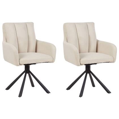 SARDOAL - Set van 2 eetkamerstoelen - Beige - Polyester