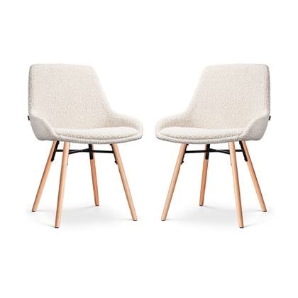 Nolon Nena-Isa Eetkamerstoelen Set van 2 - Bouclé Beige - Houten Poten