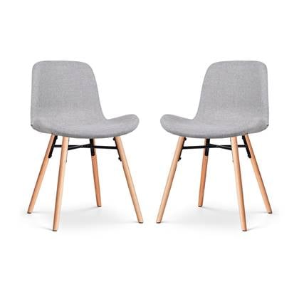 Nolon Nena-Fé Eetkamerstoelen Set van 2 Lichtgrijs - Stof - Houten Poten - Naturel - Scandinavisch