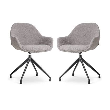 Nolon Nola-Mae Draaibare Eetkamerstoelen Bouclé Taupe - Zwart - 2x