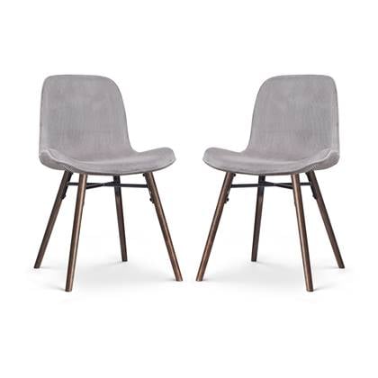 Nolon Nena-Fé Eetkamerstoelen Set van 2 Ribstof Warm Grijs - Stof - Houten Poten - Walnoot Kleur