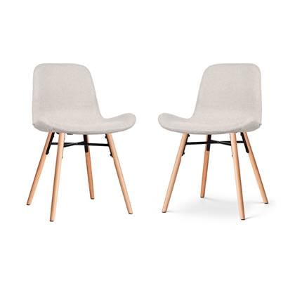 Nolon Nena-Fé Eetkamerstoelen Set van 2 Beige - Stof - Houten Poten - Naturel - Scandinavisch