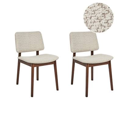 Beliani-BLANE-Eetkamerstoel set van 2-Donkerhout|Beige-Rubberhout Bruin