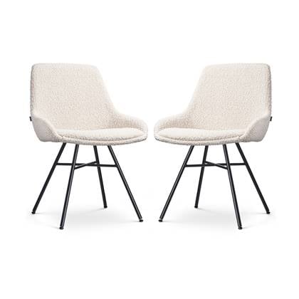 Nolon Noa-Isa Eetkamerstoelen Set van 2 - Bouclé Beige - Zwart