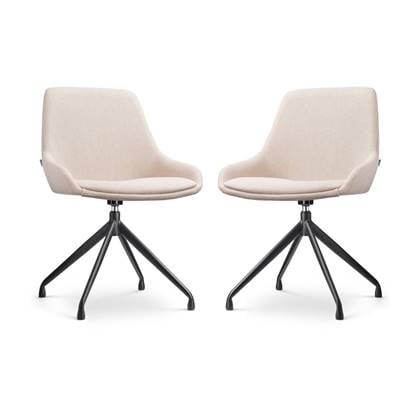 Nolon Nola-Isa Eetkamerstoelen Set van 2 Beige - Draaibaar - Stof - Zwart Onderstel - Design - Scandinavisch - Comfortabel