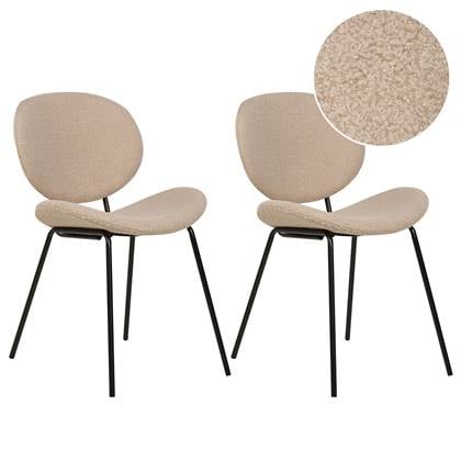 Beliani - LUANA - Eetkamerstoel set van 2 - Taupe - Bouclé Beige