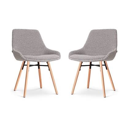 Nolon Nena-Isa Eetkamerstoelen Set van 2 - Bouclé Taupe - Houten Poten