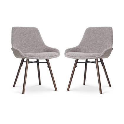 Nolon Nena-Isa Eetkamerstoelen Set van 2 - Bouclé Taupe - Walnoot