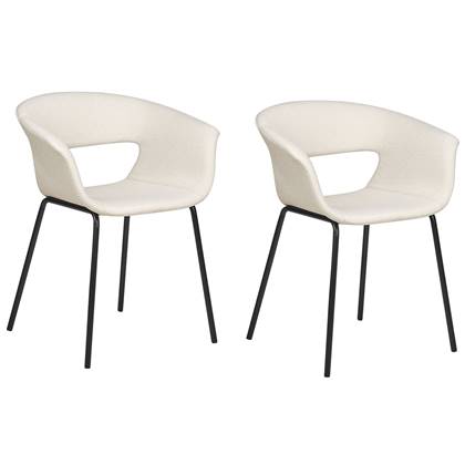 Beliani - ELMA - Eetkamerstoelen set van 2 - Lichtbeige - Polyester