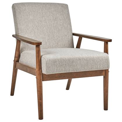 Beliani - ESRUM - Fauteuil - Grijs - Stof|Donker hout