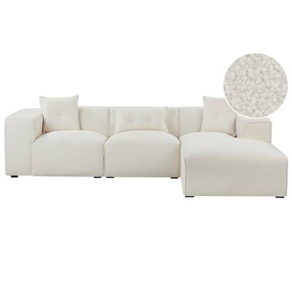 Beliani-DOLVA-Hoekbank-Gebroken -Linkerzijde-294 cm-Bouclé Wit