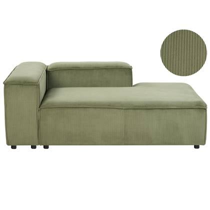 Beliani - ARDAL - Chaise longue - Groen - Linkszijdig - Corduroy