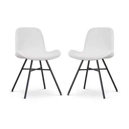 Nolon Noa-Fé Eetkamerstoelen Set van 2 Ribstof Crème - Stof - Zwart Onderstel - Modern