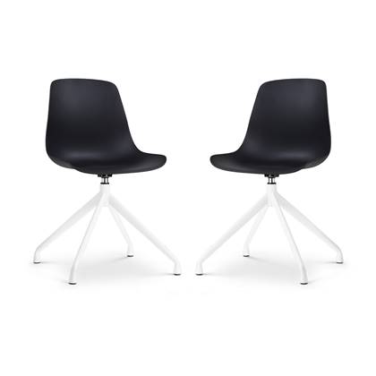 Nolon Nola-Pip Draaibare Eetkamerstoelen Zwart - Wit Onderstel - 2x