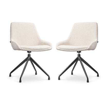 Nolon Nola-Isa Draaiabre Eetkamerstoelen Bouclé Beige - Zwart - 2x
