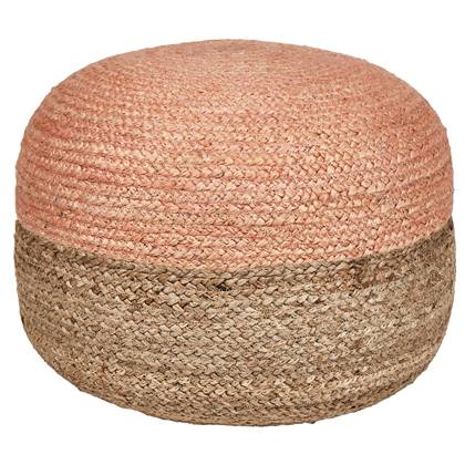 Beliani - DUKI - Poef - Perzik - 50 cm - Jute Beige