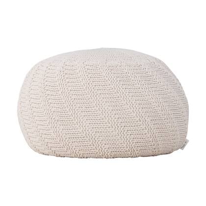 Nest living Dina Ronde Gebreide Poef Ø 45 cm - Crême Crème