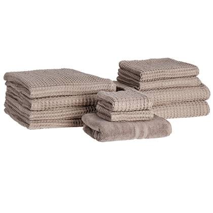 Beliani - AREORA - Handdoek set van 11 - Taupe - Katoen