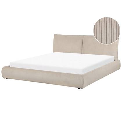 Beliani - VINAY - Tweepersoonsbed - Taupe - 180 x 200 cm - Corduroy Beige