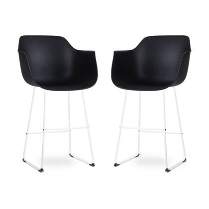 Nolon Nino-Puk barkruk - wit onderstel - 75 cm - set van 2 Zwart