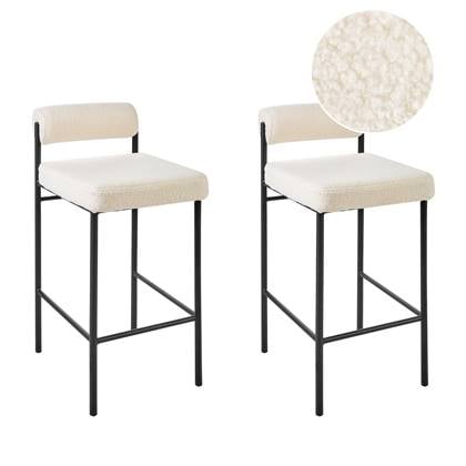 Beliani - AMAYA - Barkruk set van 2 - Gebroken wit - Polyester