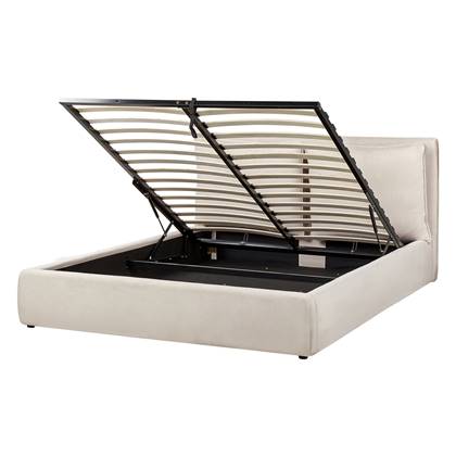 BAJONNA - Bed met opbergruimte - Lichtbeige - 160 x 200 cm - Polyester