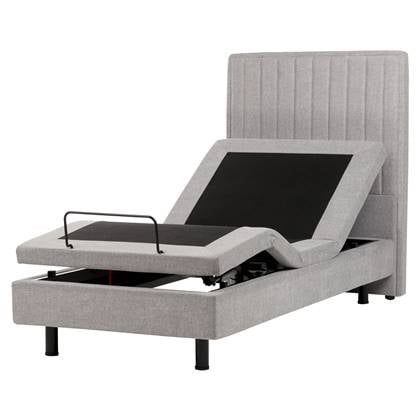 Beliani-DUKE II-Eenpersoonsbed-Licht-90 x 200 cm-Polyester Grijs