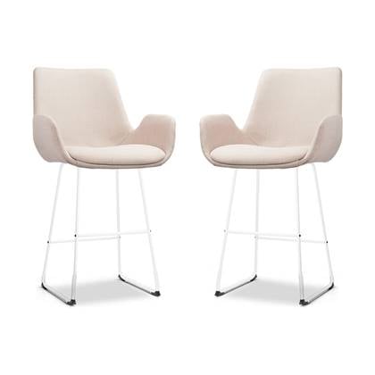 Nolon Nino-Eef Barkrukken Set van 2 - Beige - Wit - 65 cm