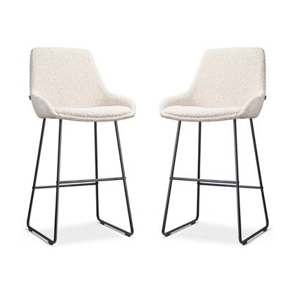 Nolon Nino-Isa Barkrukken Set van 2 - Bouclé Beige - Zwart - 75 cm