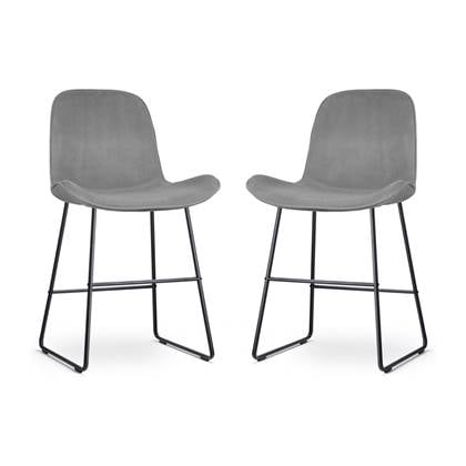 Nolon Nino-Fé Barkrukken Set van 2 - Velvet Grijs - Zwart - 65 cm