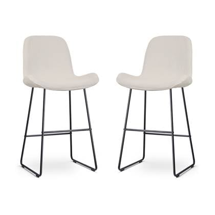 Nolon Nino-Fé barkruk rib crème - zwart onderstel - 75 cm - set van 2