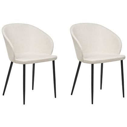 Beliani - MASON - Eetkamerstoel set van 2 - Licht - Polyester Beige