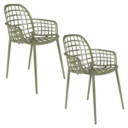 Zuiver Albert Kuip Tuinstoelen met armleuning Groen - Set van 2