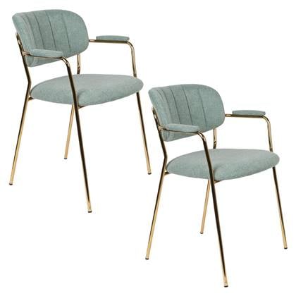 Housecraft Jolien Eetkamerstoelen Goud|Lichtgroen - Set van 2