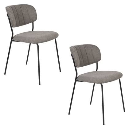 Housecraft Living Jolien Eetkamerstoelen Zwart| Grijs - Set van 2