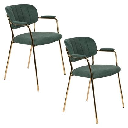 Housecraft Jolien Eetkamerstoelen Goud|Dondergroen - Set van 2