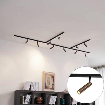 QAZQA slimline uzzy - Moderne Spot railsysteem verlichting, railverlichting geschikt voor led - 10 lichts - L 412 cm - Brons -