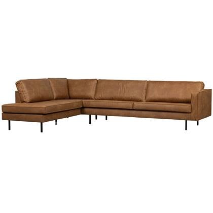 Woood Indy Hoekbank Links - Recycle Leer - Cognac - 80x338x202