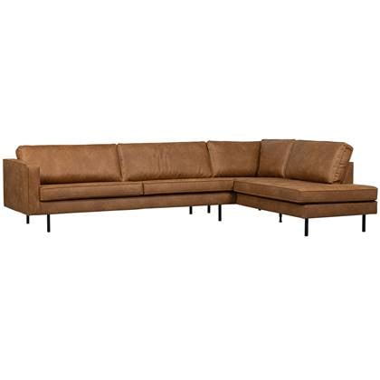 WOOOD Indy Hoekbank Rechts - Recycle Leer - Cognac - 80x338x202