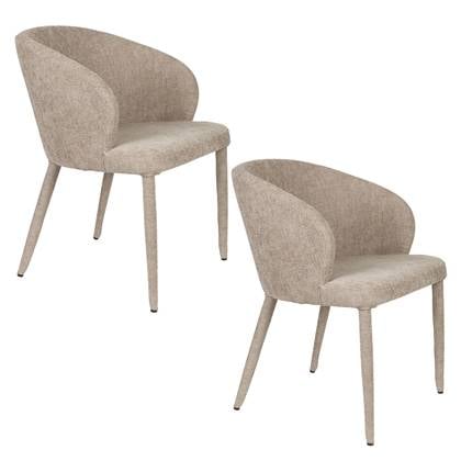 Housecraft Living Tamsin Eetkamerstoelen Gestoffeerd Beige - Set van 2