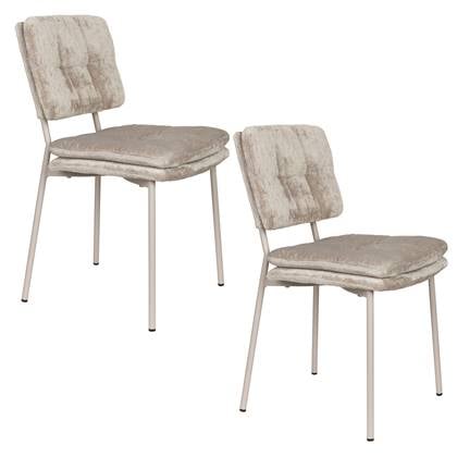 Feliz Lifestyle Franck Eetkamerstoelen Velours Beige - Set van 2