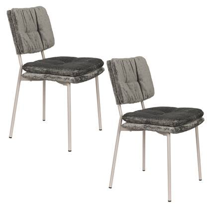 Feliz Lifestyle Franck Eetkamerstoelen Velours Grijs - Set van 2